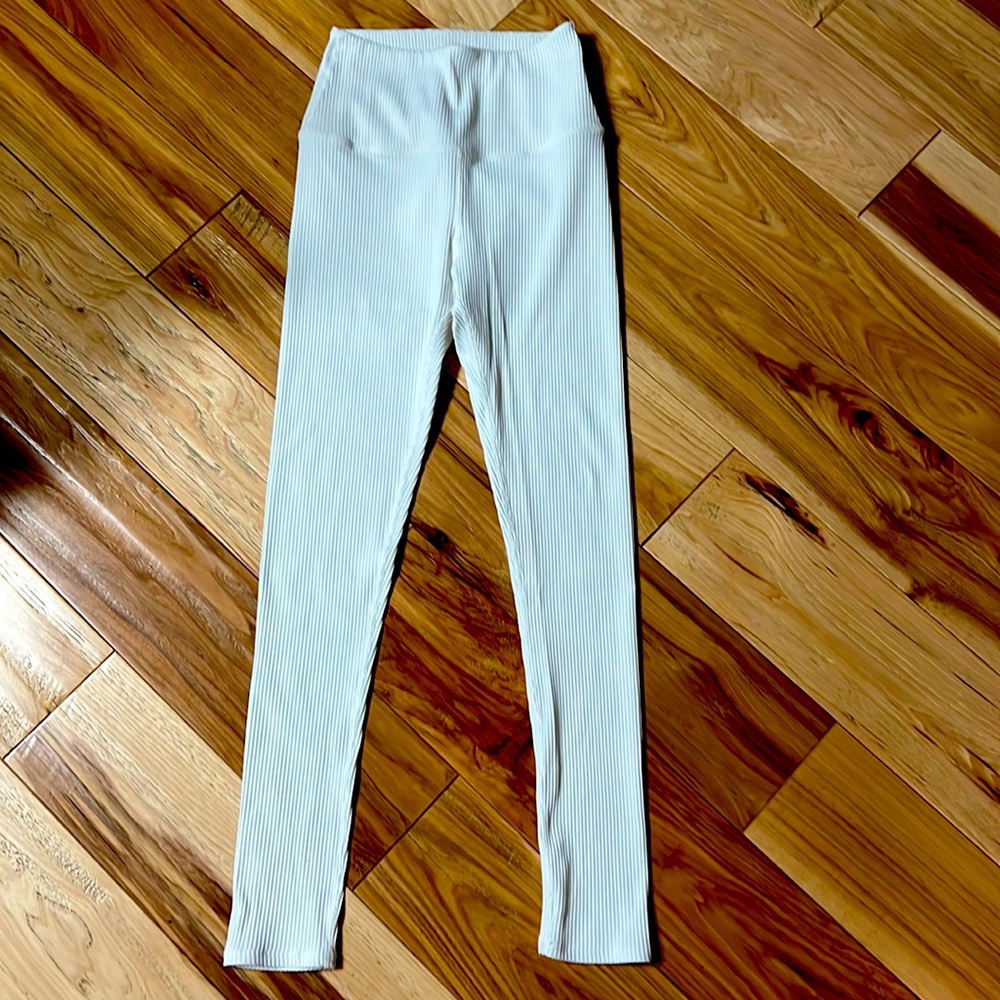 Carbon38 ribbed compression leggings in white, size XS
